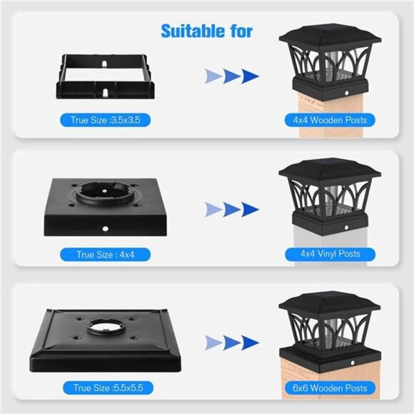 Solar Post Cap Lights Outdoor 4Pack, with Edison LED Bulbs, 2 Brightness Setting - Picture 3 of 7